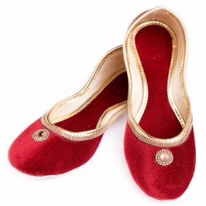  ゴージャス ベルベットのマハラニフラットシューズ / パンプス 靴 ペッタンコ靴 インド TIRAKITA(ティラキタ) アジア サンダル レディー