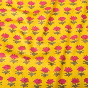  〔1m切り売り〕伝統息づく南インドから 昔ながらの更紗模様布 小花模様〔横幅 約103.5cm〕 / ボタニカル 唐草模様 量り売り布 アジア布 