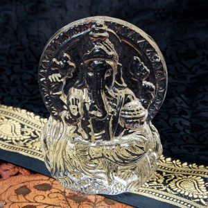  インドの神様 ガラス製ペーパーウェイト〔9cm×7cm〕 ガネーシャ / 文鎮 神様像 ヒンドゥー教 インド神様 置物 エスニック アジア 雑貨