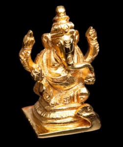  輝くゴールデンガネーシャ像【5.6cm】 / 神様像 インド 置物 エスニック アジア 雑貨