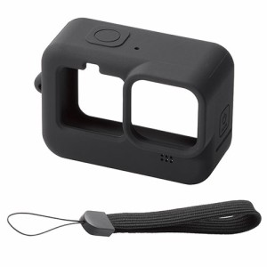 エレコム(ELECOM) AC-GP9BSSCBK(ブラック) GoPro HERO9 Black用 シリコンケース ハンドストラップ付き