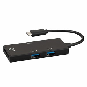 ナカバヤシ COM-C3SD073-BK(ブラック) USB3.2Gen1 Type-C 3ポート コンボハブ(SDカードリーダー・ライター付)