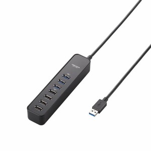 エレコム(ELECOM) U3H-T706SBK(ブラック) USB3.0ポート接続 USBハブ マグネット付 7ポート