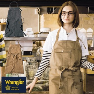 胸当てエプロン 首掛け ラングラー Wrangler 胸当てエプロン AZ-64180 飲食店 制服 ユニフォーム レストラン カフェ 居酒屋 おしゃれ か