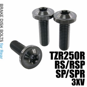 チタンボルト ヤマハ TZR250R RS RSP SP SPR 3XV専用 ブレーキディスクボルト リア用 3本セット M8×25 P1.25 ブラック 軽量化 カスタム 