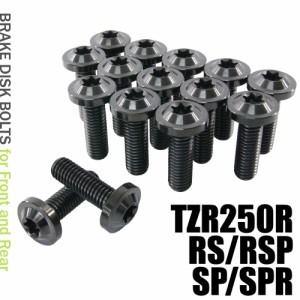 チタンボルト ヤマハ TZR250R RS RSP SP SPR 3XV専用 ブレーキディスクボルト 前後セット フロント リア 15本セット M8×25 P1.25 ブラッ