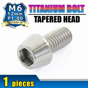 M6×12 P1.00 チタンボルト 1本 6mm 12mm ピッチ1.00 シルバー テーパーボルト キャップボルト クランクケース バイク ポイントカバー カ