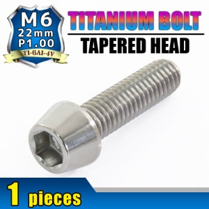 M6×22 P1.00 チタンボルト 1本 6mm 22mm ピッチ1.00 シルバー テーパーボルト キャップボルト クランクケース バイク ポイントカバー カ