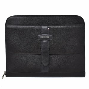 エステーデュポン メンズ&レディース クラッチバッグ/S.T.Dupont SOFT GRAINED BLACK POUCH　ソフト グレイン ブラック ポーチ ロゴ レザ