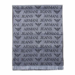 アルマーニジーンズ メンズ マフラー/ARMANI JEANS イーグルロゴ ロゴ柄 ウール マフラー グレー 送料無料/込 父の日ギフト