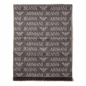 アルマーニジーンズ メンズ マフラー/ARMANI JEANS イーグルロゴ ロゴ柄 ウール マフラー ブラウン/ベージュ 送料無料/込 母の日ギフト