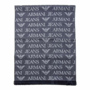 アルマーニジーンズ メンズ マフラー/ARMANI JEANS イーグルロゴ ロゴ柄 ウール マフラー ブルー 送料無料/込 母の日ギフト 父の日ギフト