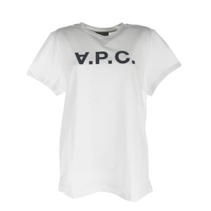 アーペーセー レディース Tシャツ カットソーLサイズ/APC 半袖 クルーネック ロゴ Tシャツ カットソー ネイビー系 送料無料/込 父の日ギ