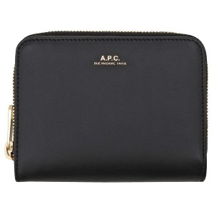 [即日発送]アーペーセー レディース&メンズ 二つ折り財布/APC ラウンドファスナー レザー ロゴ 二つ折り財布 ブラック 送料無料/込 父の