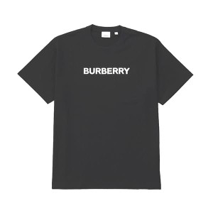 バーバリー メンズ Tシャツ カットソーLサイズ/BURBERRY HARRISTON クルーネック 半袖 ロゴプリント Tシャツ カットソー ブラック系 送料