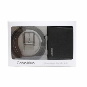 [即日発送]カルバンクライン メンズ 二つ折り財布ベルトセット ギフトセット ギフトボックス/Calvin Klein レザー ロゴ リバーシブル