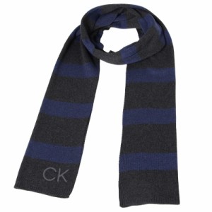 カルバンクライン メンズ マフラー/Calvin Klein ボーダー柄 ロゴ マフラー Gray 送料無料/込 卒業祝入学祝プレゼント