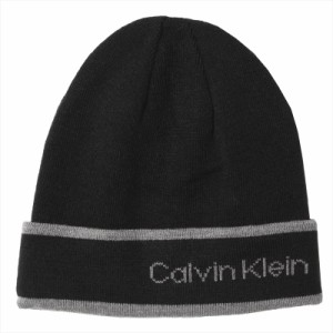 カルバンクライン メンズ ニットキャップ ニット帽 ビーニー/Calvin Klein ロゴ シンプル アクリル ニットキャップ ニット帽 ビーニー ブ