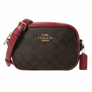 コーチ レディース ショルダーバッグ ポシェット/COACH 斜めがけ モノグラム柄 レザー ショルダーバッグ ポシェット ブラウン/レッド 送