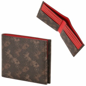 コーチ メンズ 二つ折り財布 ミニ財布/COACH Horse And Carriage Refined Ddouble Billfold レザー 馬車ロゴ柄 小銭入れなし 二つ折り財