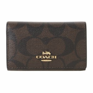 コーチ レディース キーケース/COACH モノグラム柄 レザー 5連 キーケース ダークブラウン/ブラック 送料無料/込 父の日ギフト