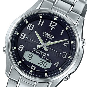 カシオ メンズ 腕時計/CASIO リニエージ LINEAGE クロノグラフ 電波 ソーラー 腕時計 ブラック/シルバー 送料無料/込 誕生日プレゼント