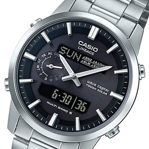 カシオ メンズ 腕時計/CASIO リニエージ LINEAGE クロノグラフ 電波 ソーラー 腕時計 ブラック/シルバー 送料無料/込 父の日ギフト