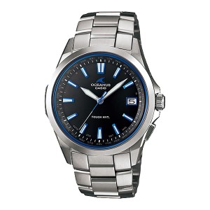 カシオ メンズ 腕時計/CASIO OCEANUS オシアナス アナログ デイト 3連ステンレスベルト 腕時計 ブラック シルバー 送料無料/込 父の日ギ