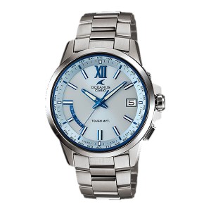 カシオ メンズ 腕時計/CASIO OCEANUS オシアナス クォーツ アナログ ラウンド 腕時計 ライトブルー シルバー 送料無料/込 父の日ギフト