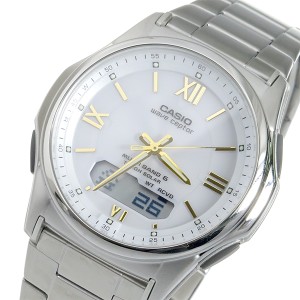 カシオ メンズ 腕時計/CASIO WAVE CEPTOR 電波 ソーラー 腕時計 ホワイト/シルバー/アンバー 送料無料/込 誕生日プレゼント
