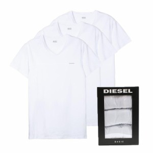 [即日発送]ディーゼル メンズ インナーTシャツ3枚セット 3枚組 アンダーウエアMサイズ/DIESEL 半袖 Vネック ロゴ ホワイト