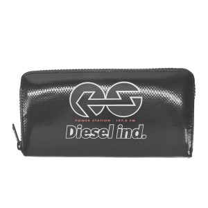 ディーゼル メンズ 長財布 ロングウォレット/DIESEL GARNET ラウンドファスナー ロゴ 長財布 ロングウォレット ブラック系 送料無料/込 