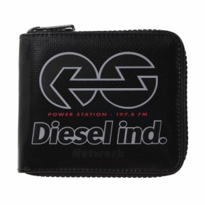 ディーゼル メンズ 二つ折り財布 ミニ財布/DIESEL ロゴ ラウンドファスナー 二つ折り財布 ミニ財布 BLACK 送料無料/込 卒業祝入学祝プレ