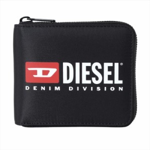 ディーゼル メンズ 二つ折り財布 ミニ財布/DIESEL ラウンドファスナー ロゴプリント 二つ折り財布 ミニ財布 ブラック 送料無料/込 父の日