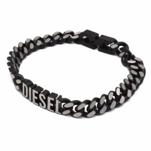 ディーゼル メンズ ブレスレット バングル/DIESEL ロゴモチーフ ワイドチェーン ブレスレット バングル シルバー/ブラック 送料無料/込 