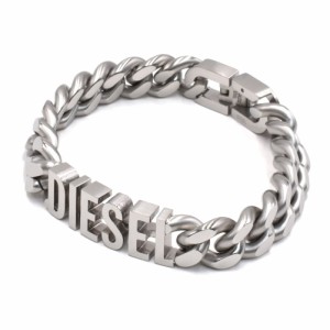 ディーゼル メンズ ブレスレット バングル/DIESEL ロゴモチーフ ワイドチェーン ブレスレット バングル シルバー 送料無料/込 父の日ギフ