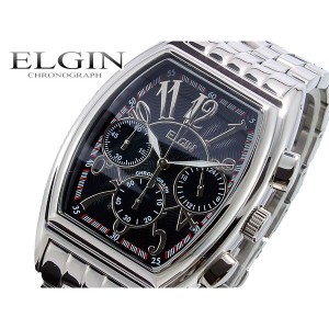 [即日発送]エルジン メンズ 腕時計/ELGIN クロノグラフ 腕時計 ブラック 送料無料/込 父の日ギフト
