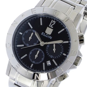 エルジン メンズ 腕時計/ELGIN クロノグラフ 100ｍ防水 腕時計 ブラック 送料無料/込 母の日ギフト