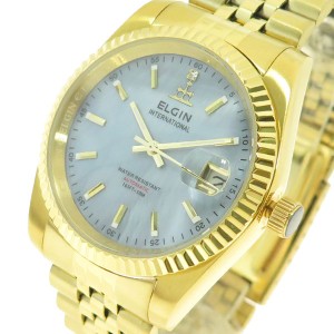 エルジン メンズ 腕時計/ELGIN 自動巻き 機械式 ステンレスベルト 腕時計 ゴールド 送料無料/込 母の日ギフト 父の日ギフト