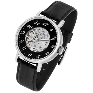 アーンショウ メンズ 腕時計/EARNSHAW 自動巻き アナログ表示 レザー 腕時計 送料無料/込 父の日ギフト