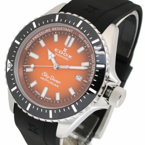 [即日発送]エドックス メンズ 腕時計/EDOX 自動巻き 防水 アナログ 腕時計 オレンジ/シルバー 送料無料/込 母の日ギフト