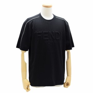 フェンディ メンズ Tシャツ カットソーMサイズ/FENDI クルーネック 半袖 ライン Tシャツ カットソー NERO 送料無料/込 父の日ギフト