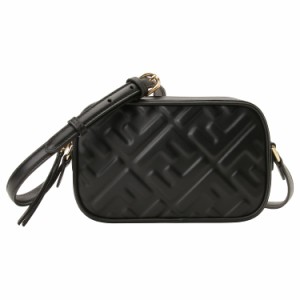 [即日発送]フェンディ レディース ショルダーバッグ/FENDI 斜めがけ レザー エンボスロゴ ショルダーバッグ ブラック/ゴールド 送料無料/