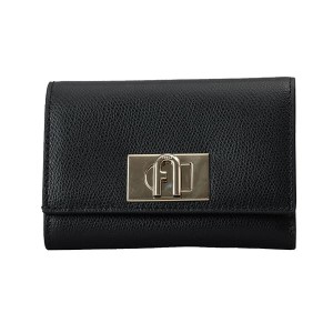 フルラ レディース 三つ折り財布 ミニ財布/FURLA FURLA 1927 M COMPACT WALLET レザー ロゴ シンプル 三つ折り財布 ミニ財布 ブラック系 