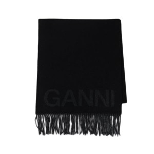 ガニー レディース&メンズ ロングマフラーストール ネックウォーマー/GANNI FRINGED WOOL SCARF ウール 無地 シンプル ロングマフラース