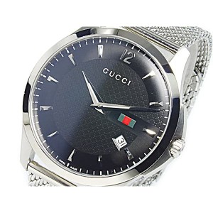 [即日発送]グッチ メンズ 腕時計/GUCCI アナログ メッシュベルト シンプル 腕時計 ブラック 送料無料/込 父の日ギフト