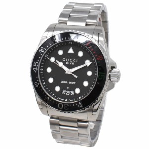 グッチ メンズ 腕時計/GUCCI アナログ 200ｍ防水 デイト 腕時計 ブラック/シルバー 送料無料/込 父の日ギフト