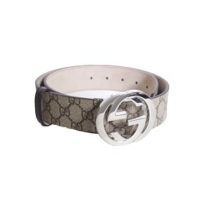 [即日発送]グッチ メンズ カジュアルベルト スーツベルト フォーマルベルト/GUCCI INTERLOCKING G レザー ロゴバックル ロゴモノグラム 