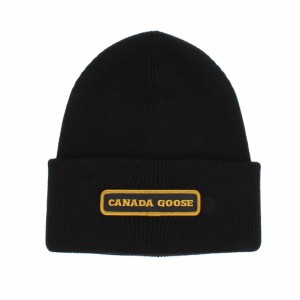 カナダグース メンズ&レディース ニットキャップ ビーニー 帽子/CANADA GOOSE ウール 無地 ロゴ ニットキャップ ビーニー 帽子 ブラック 