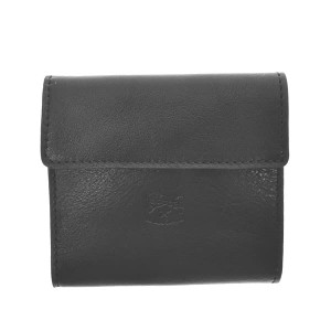 イルビゾンテ メンズ&レディース 二つ折り財布 ミニ財布/IL BISONTE MEDIUM WALLET レザー ロゴ シンプル 二つ折り財布 ミニ財布 ブラッ